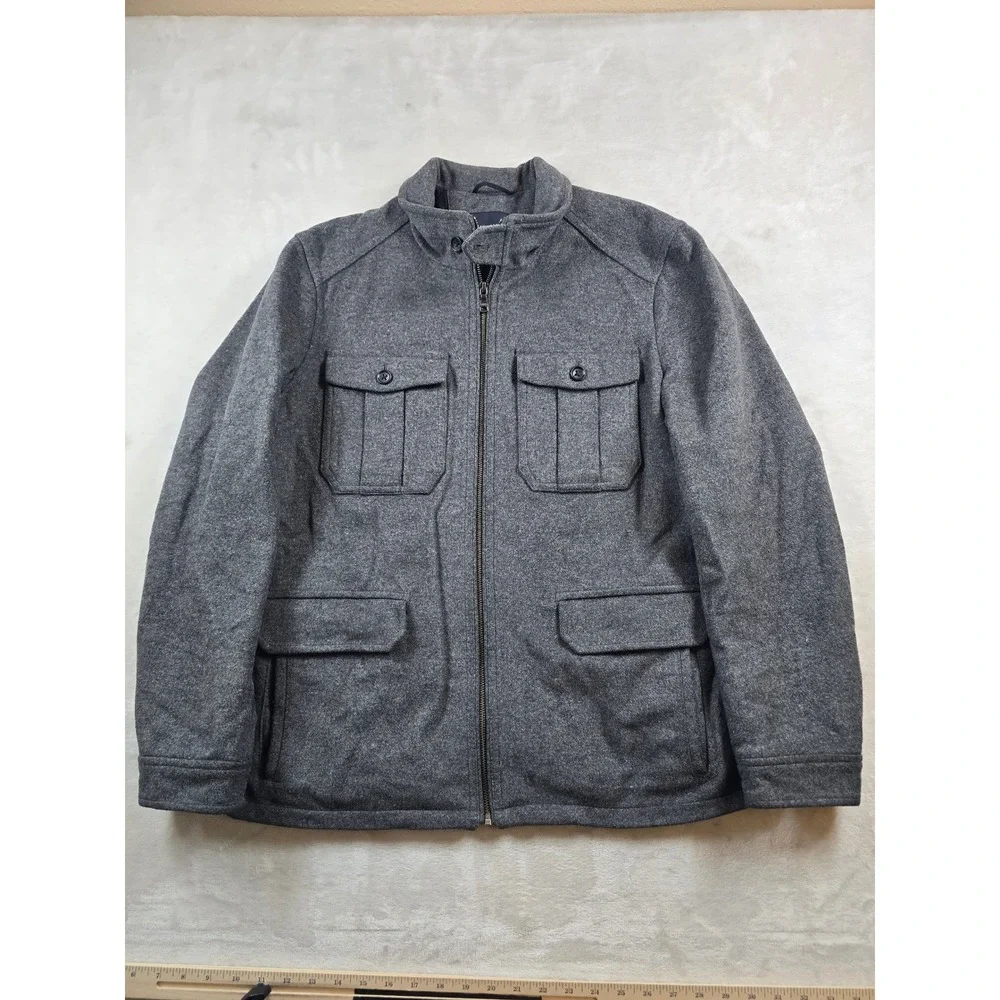 Banana Republic Wool Field Jacket Mens Large Gray Wool Blend Utility Coat